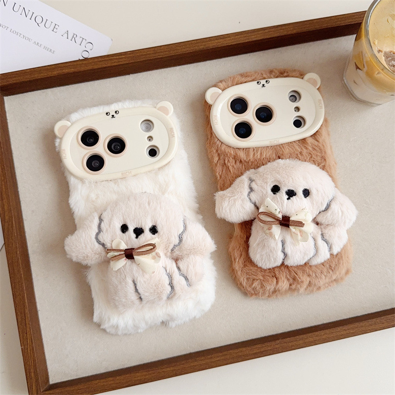 Phone Cases Iphone 13 - ثلاثية الأبعاد الكرتون Bowknot جرو دافئ