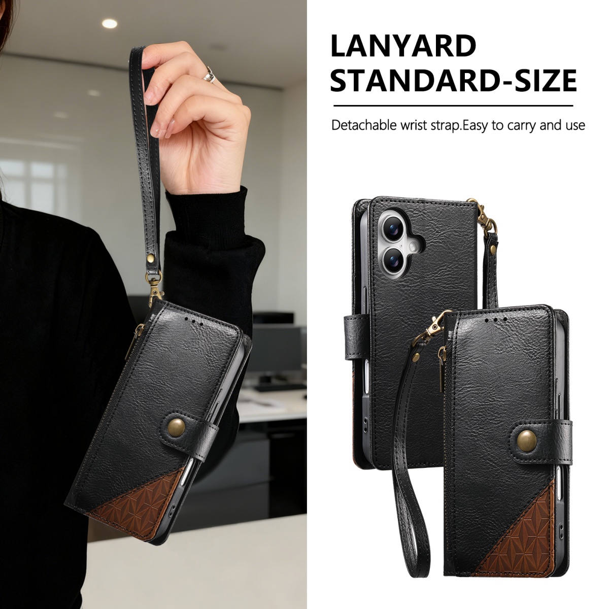 Flip Leather Case - جراب هاتف جلدي بولي يوريثان بسحاب