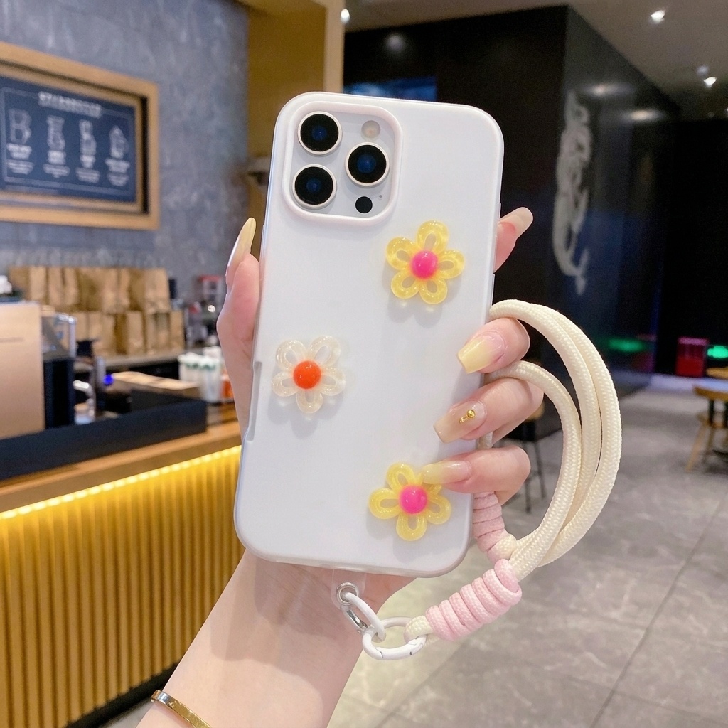 Phone Cases Diy - غطاء هاتف أبيض مع حبل تعليق