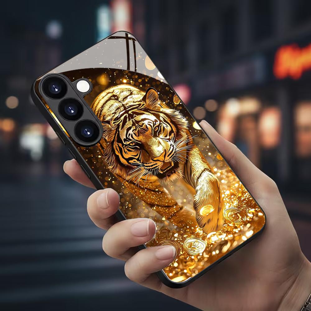 جراب هاتف زجاجي بنمط النمر لها - مراجعة Phone Cases For Samsung S21 5G وسعره